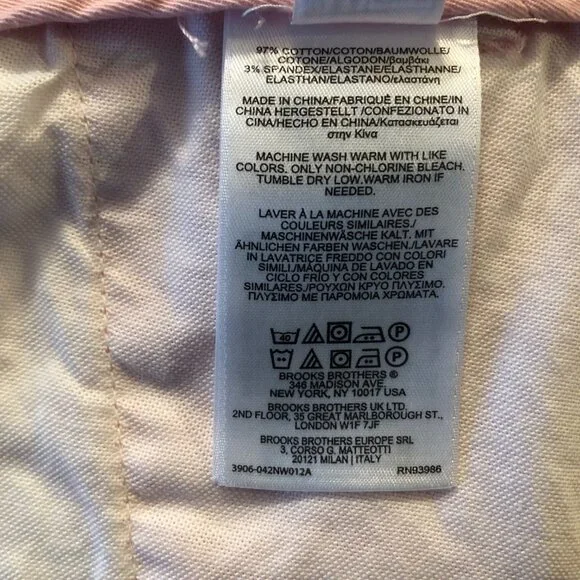 brooks brothers men's pink 97%cotton casual pantssize: 34/30